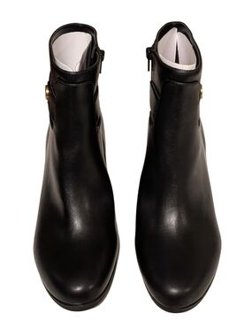 Giani Bernini Black Leather Ankle Booties with Gold Accent